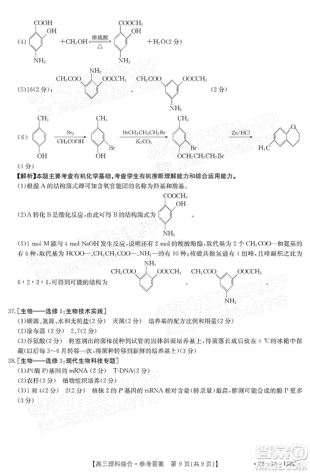 2022屆四川金太陽(yáng)高三12月聯(lián)考理科綜合試題及答案