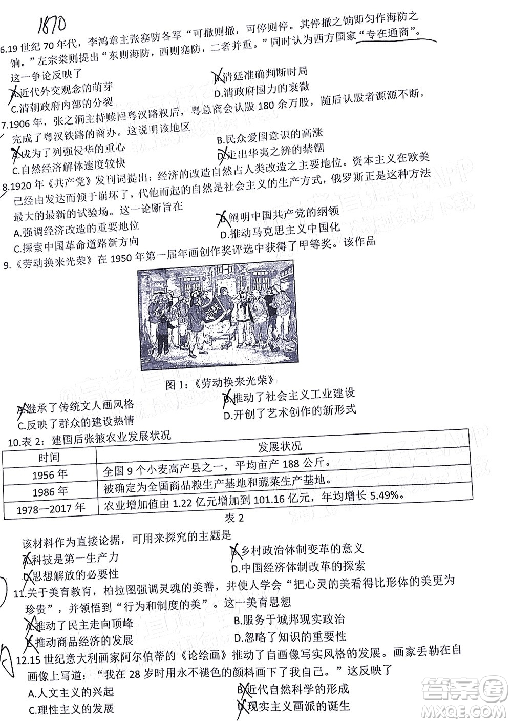 廣東省2022屆高三綜合能力測(cè)試二歷史試題及答案