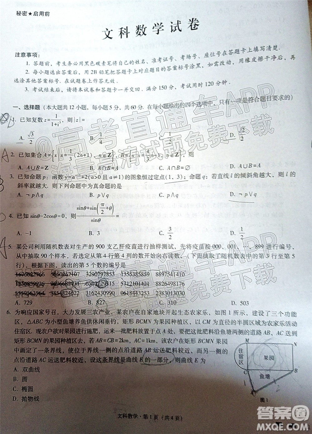 2022屆云師大附中高三適應(yīng)性月考六?文科數(shù)學(xué)試題及答案