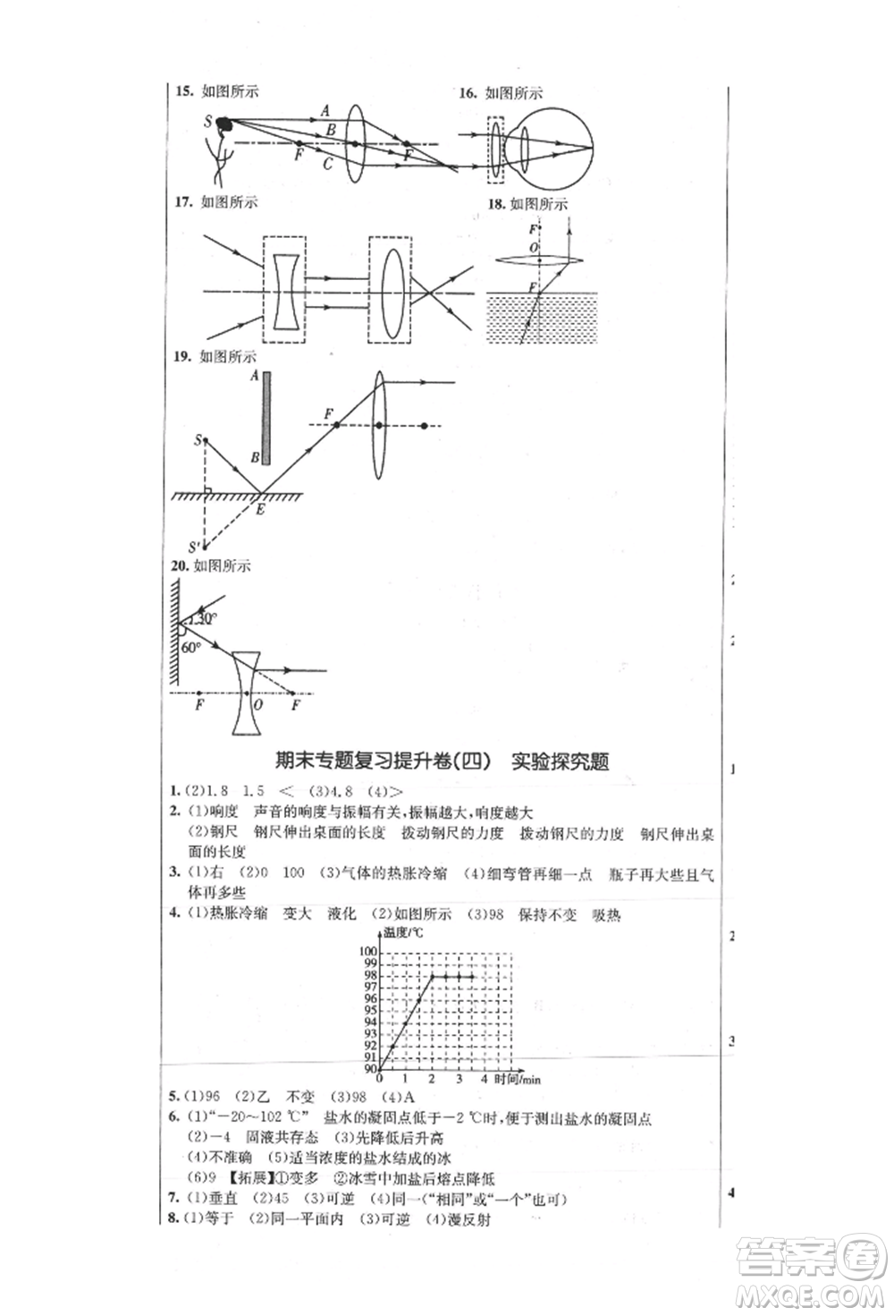 吉林教育出版社2021創(chuàng)新思維全程備考金題一卷通八年級(jí)物理上冊(cè)人教版參考答案