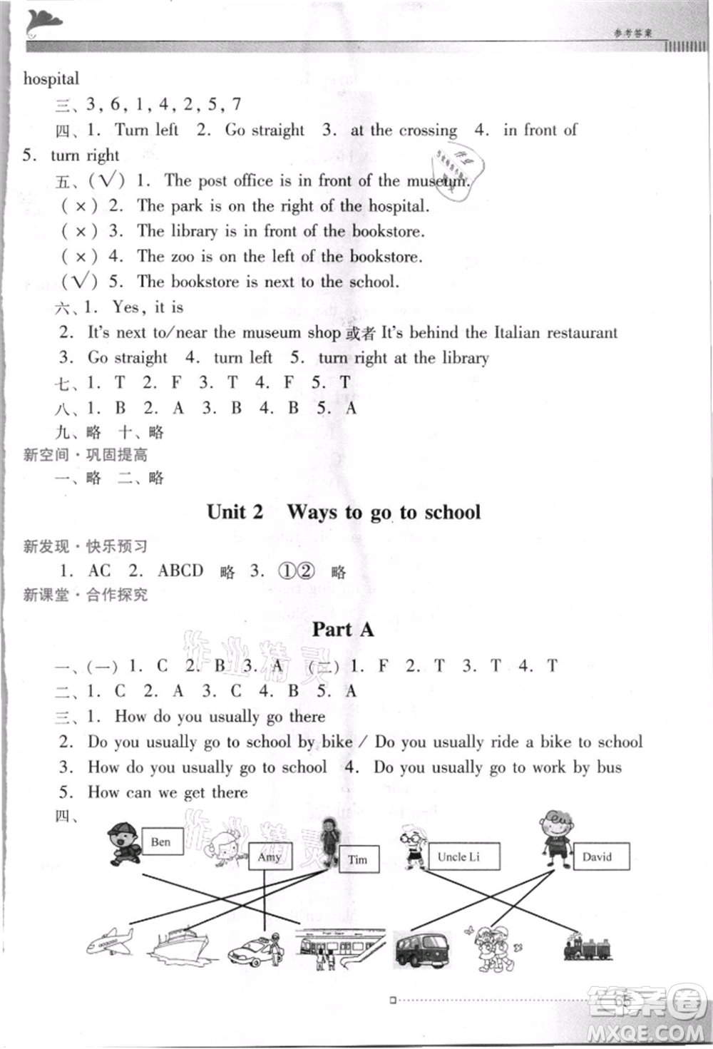 廣東教育出版社2021南方新課堂金牌學(xué)案六年級上冊英語人教版參考答案