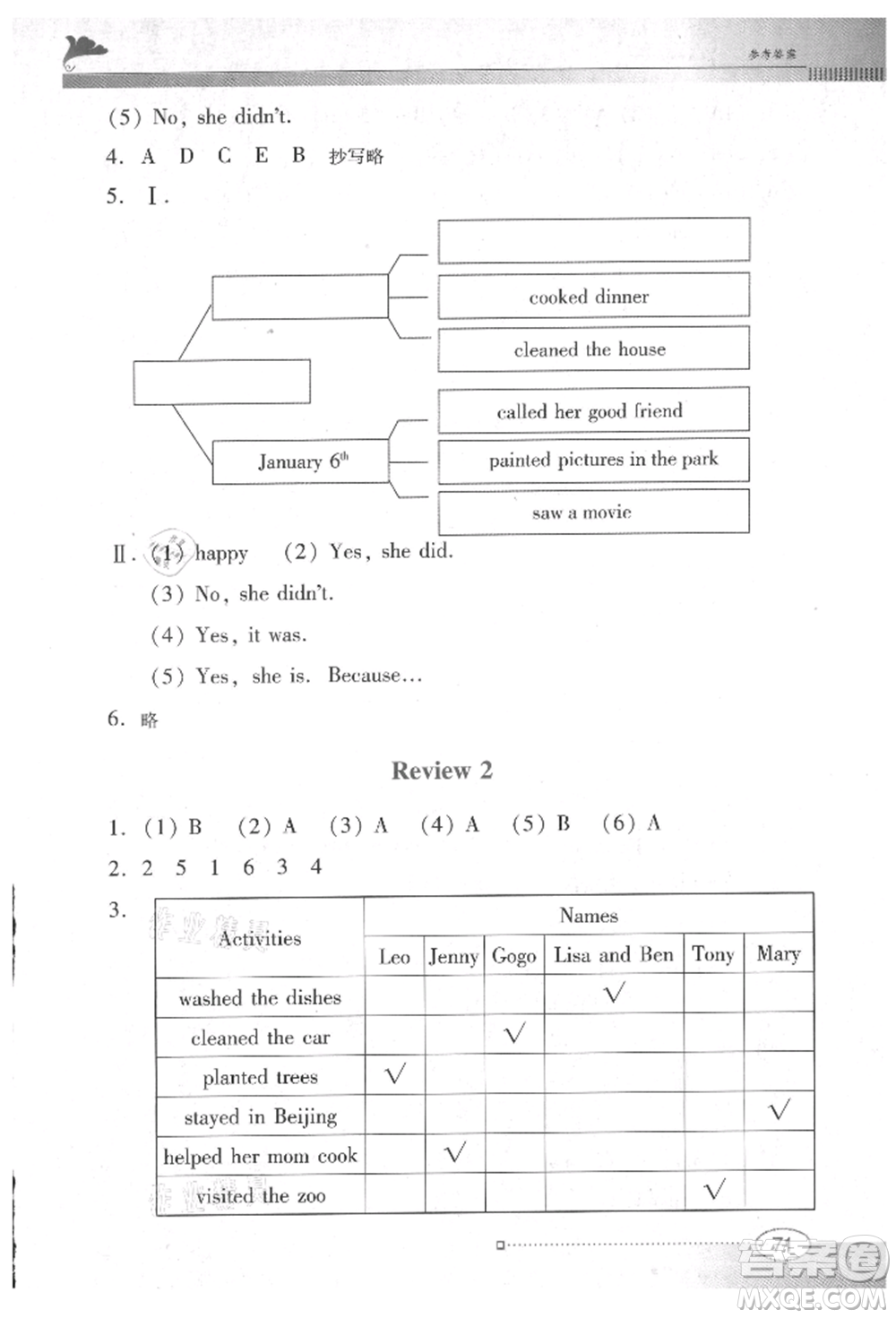 廣東教育出版社2021南方新課堂金牌學(xué)案六年級(jí)上冊(cè)英語(yǔ)粵人版參考答案