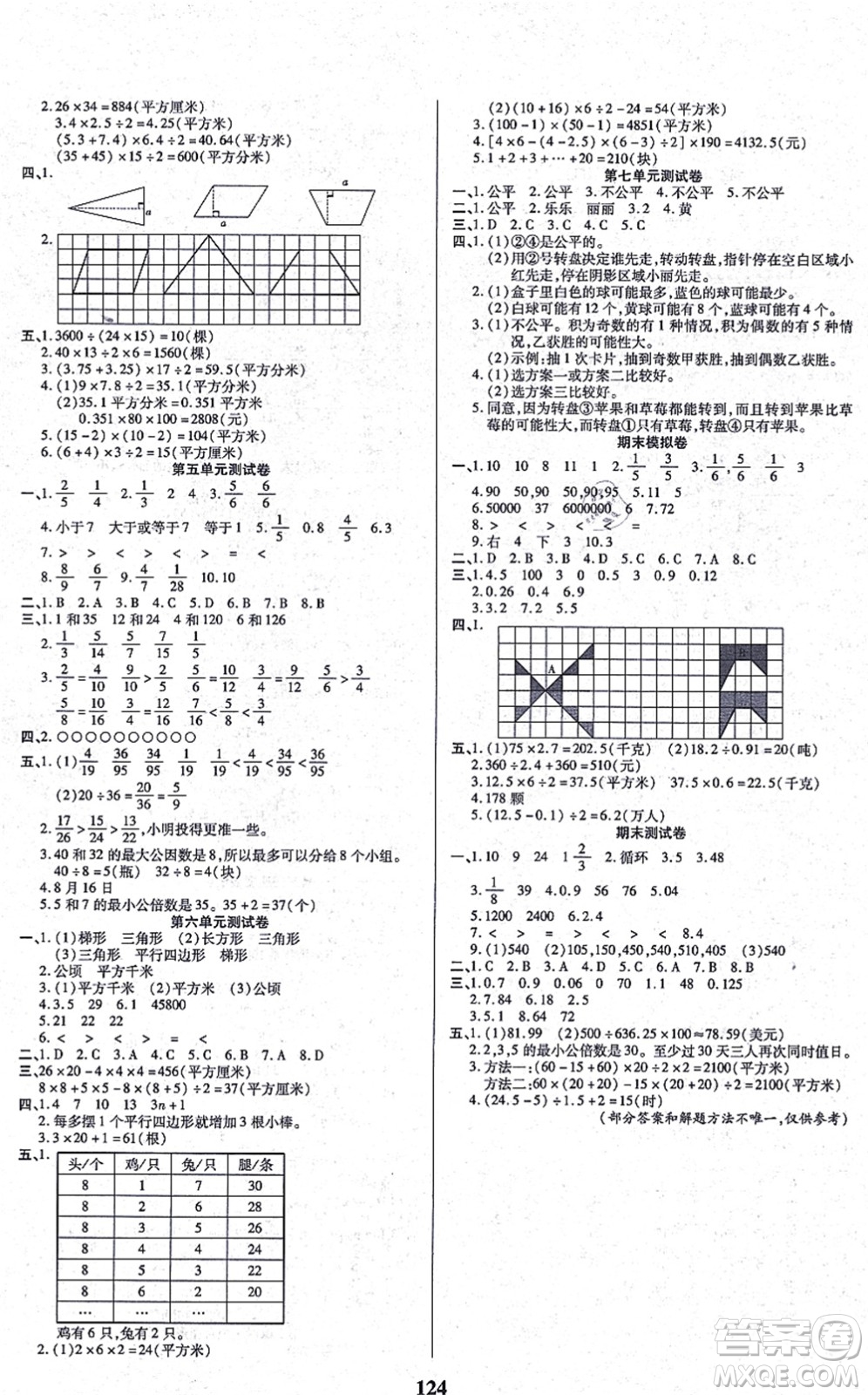 沈陽出版社2021培優(yōu)三好生課時(shí)作業(yè)五年級(jí)數(shù)學(xué)上冊(cè)B北師版福建專版答案