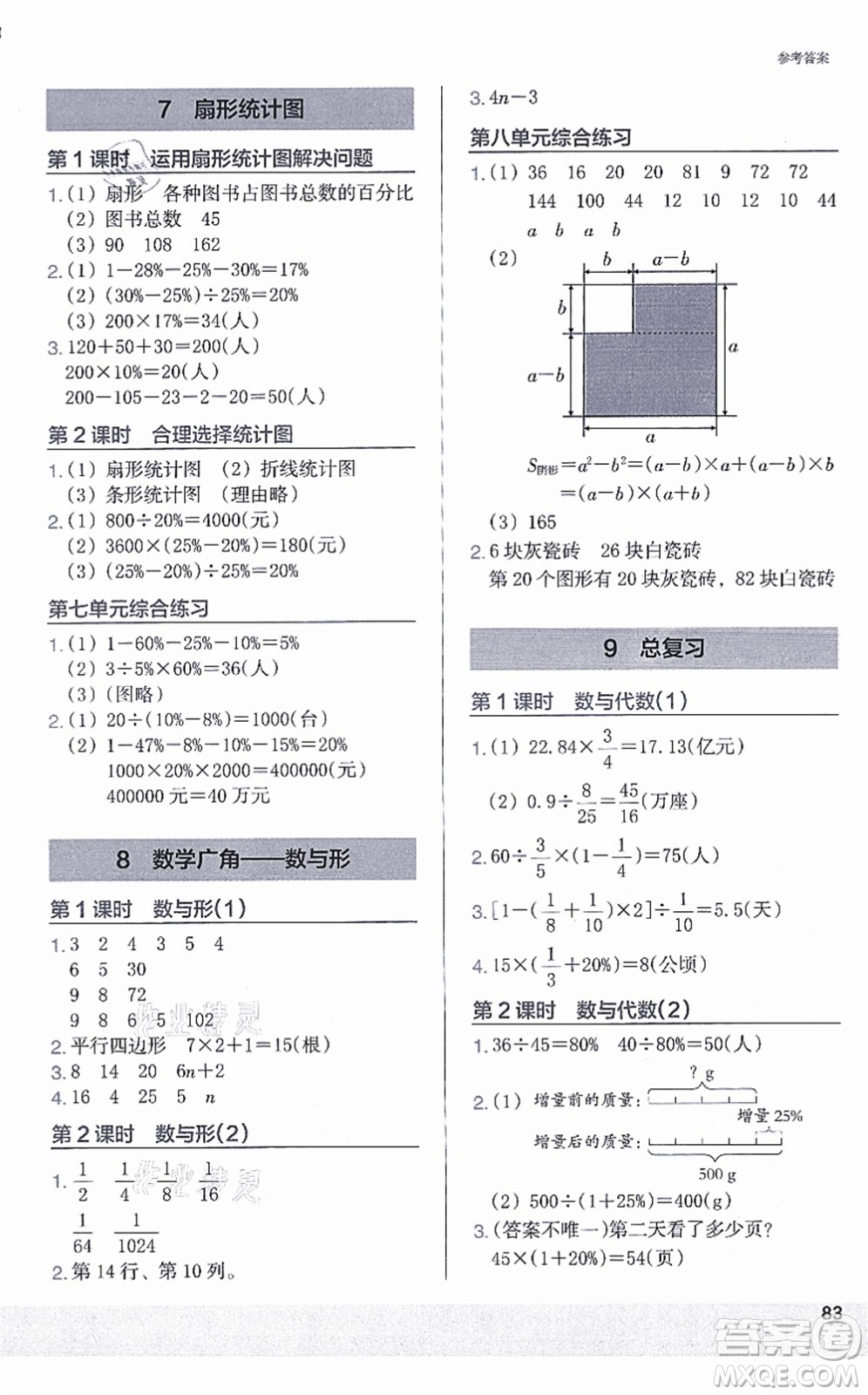 江蘇鳳凰美術(shù)出版社2021木頭馬解決問題小狀元六年級數(shù)學(xué)上冊RJ人教版答案