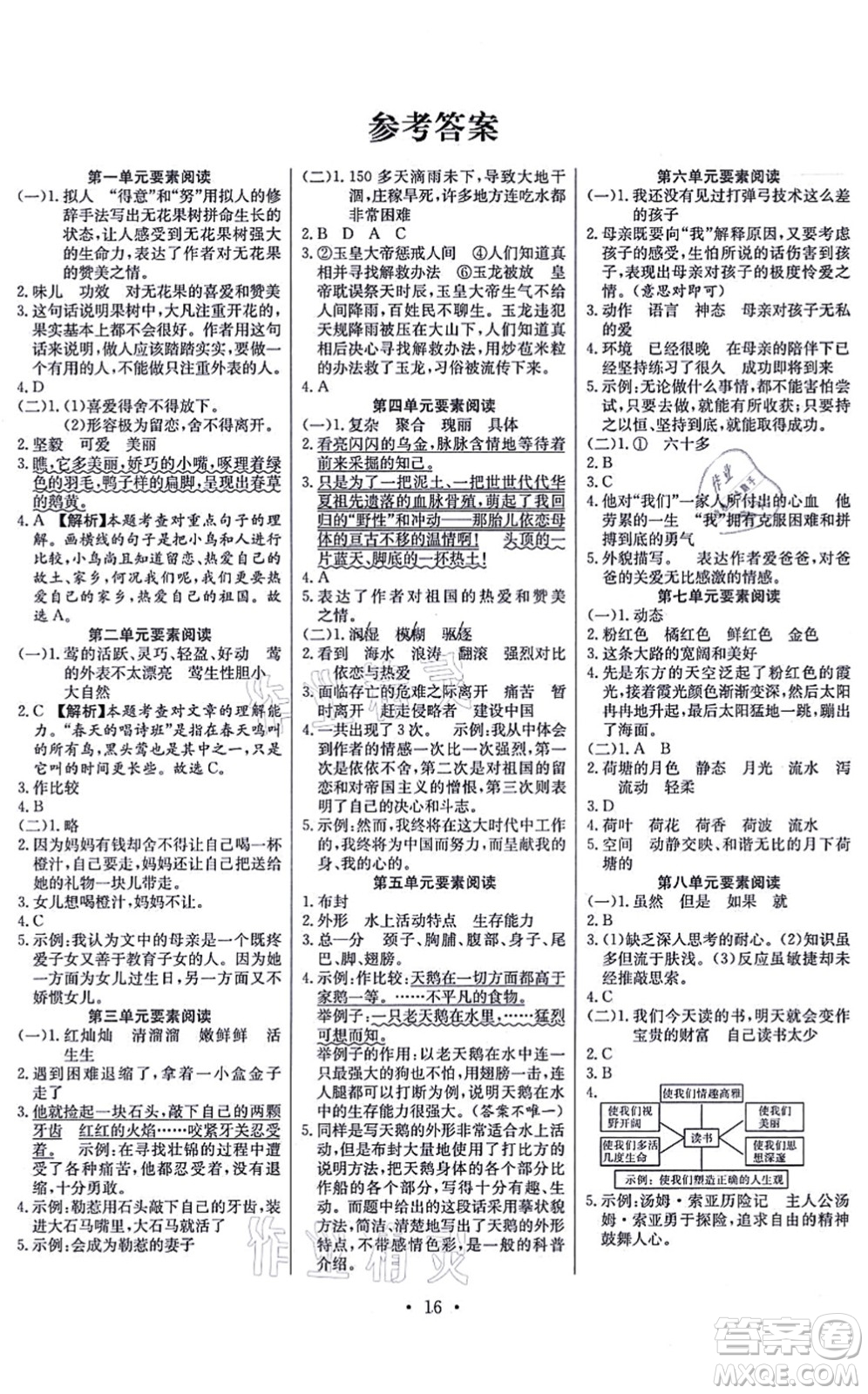 合肥工業(yè)大學(xué)出版社2021全頻道課時(shí)作業(yè)五年級(jí)語(yǔ)文上冊(cè)人教版答案