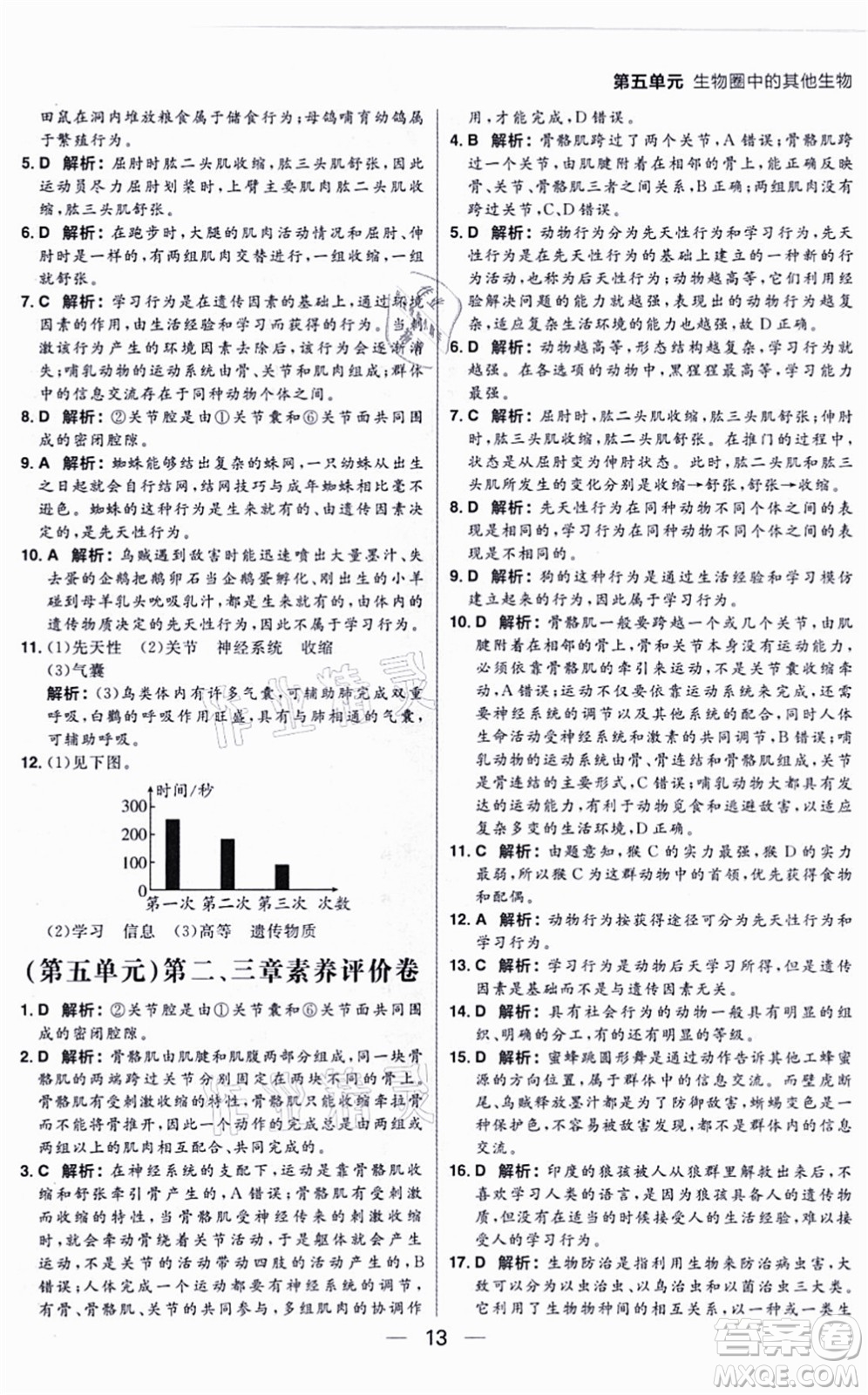 南方出版社2021練出好成績(jī)八年級(jí)生物上冊(cè)RJ人教版答案