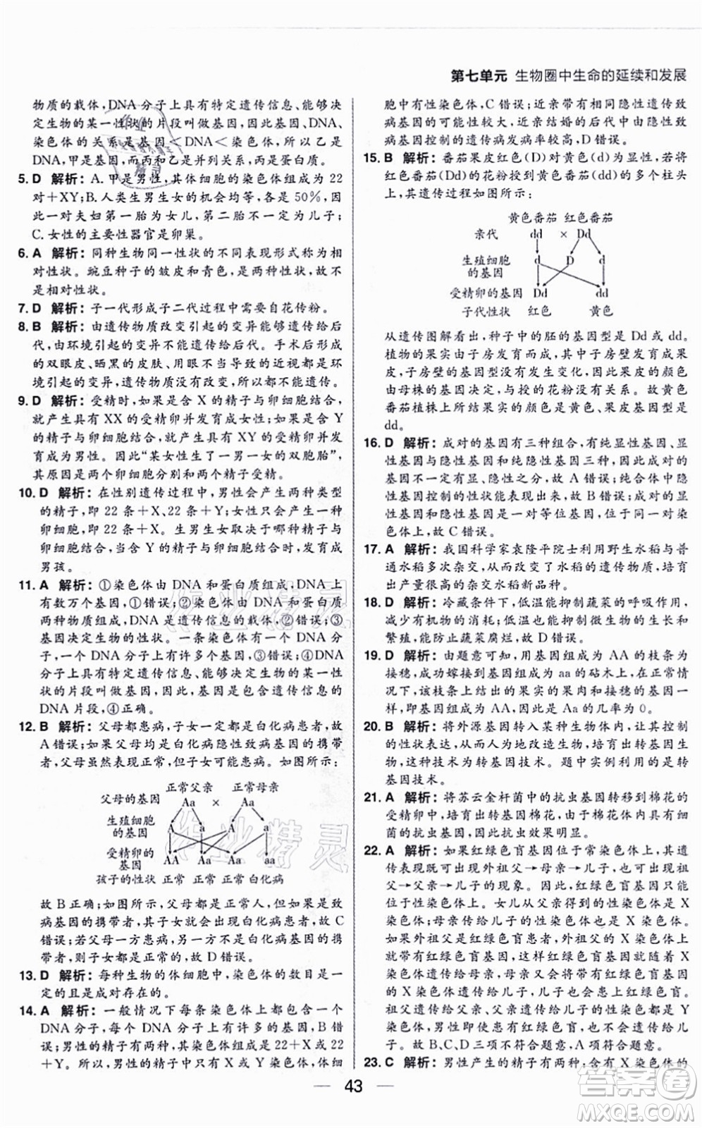 南方出版社2021練出好成績(jī)八年級(jí)生物上冊(cè)RJ人教版答案