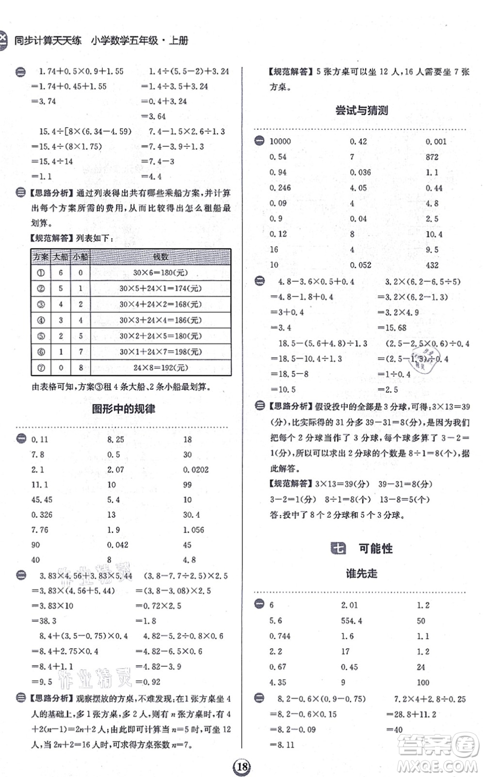 文化發(fā)展出版社2021金牛耳同步計(jì)算天天練五年級(jí)數(shù)學(xué)上冊(cè)B北師大版答案