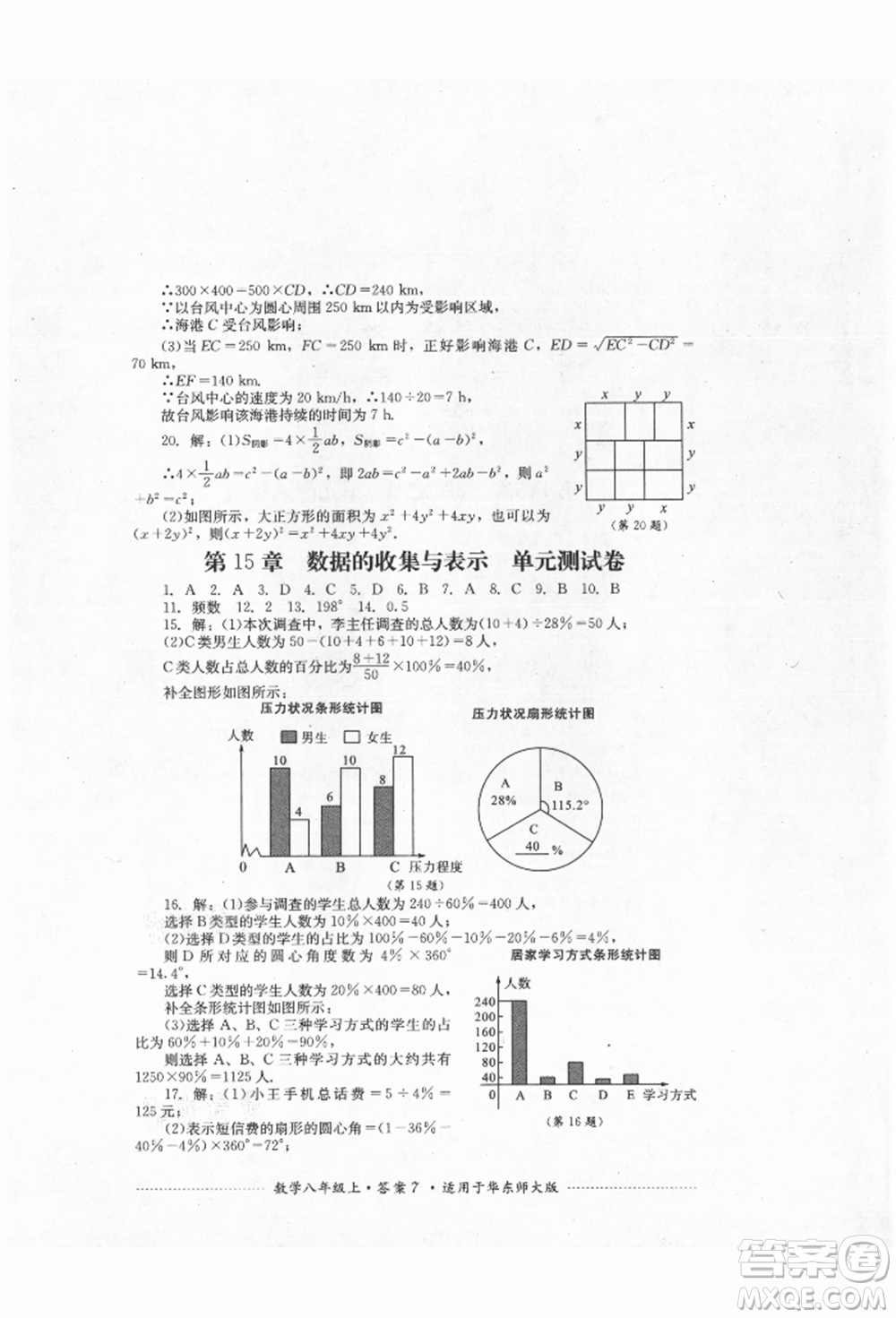 四川教育出版社2021初中單元測試八年級數(shù)學上冊華師大版參考答案