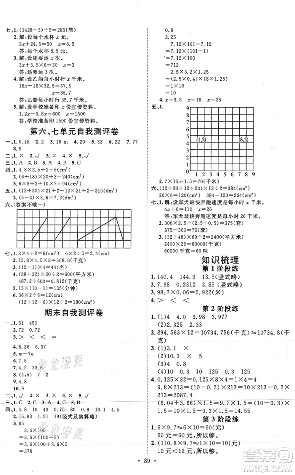 延邊教育出版社2021每時(shí)每刻快樂優(yōu)+作業(yè)本五年級(jí)數(shù)學(xué)上冊(cè)RJ人教版答案