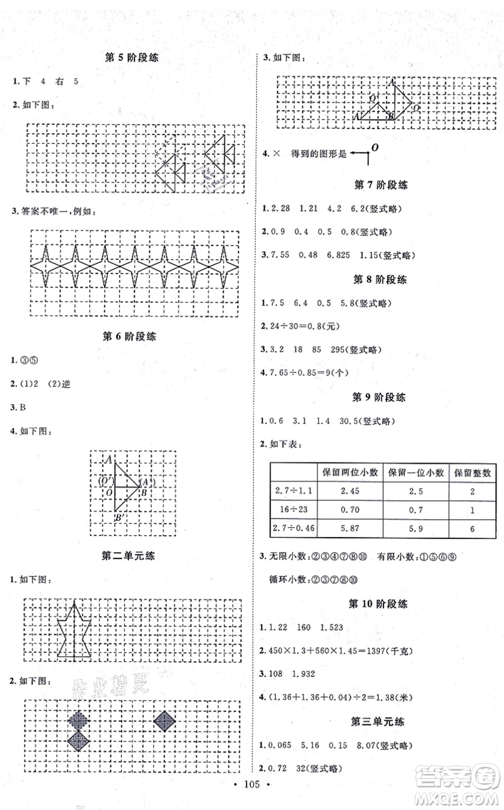 延邊教育出版社2021每時每刻快樂優(yōu)+作業(yè)本五年級數(shù)學(xué)上冊QD青島版答案