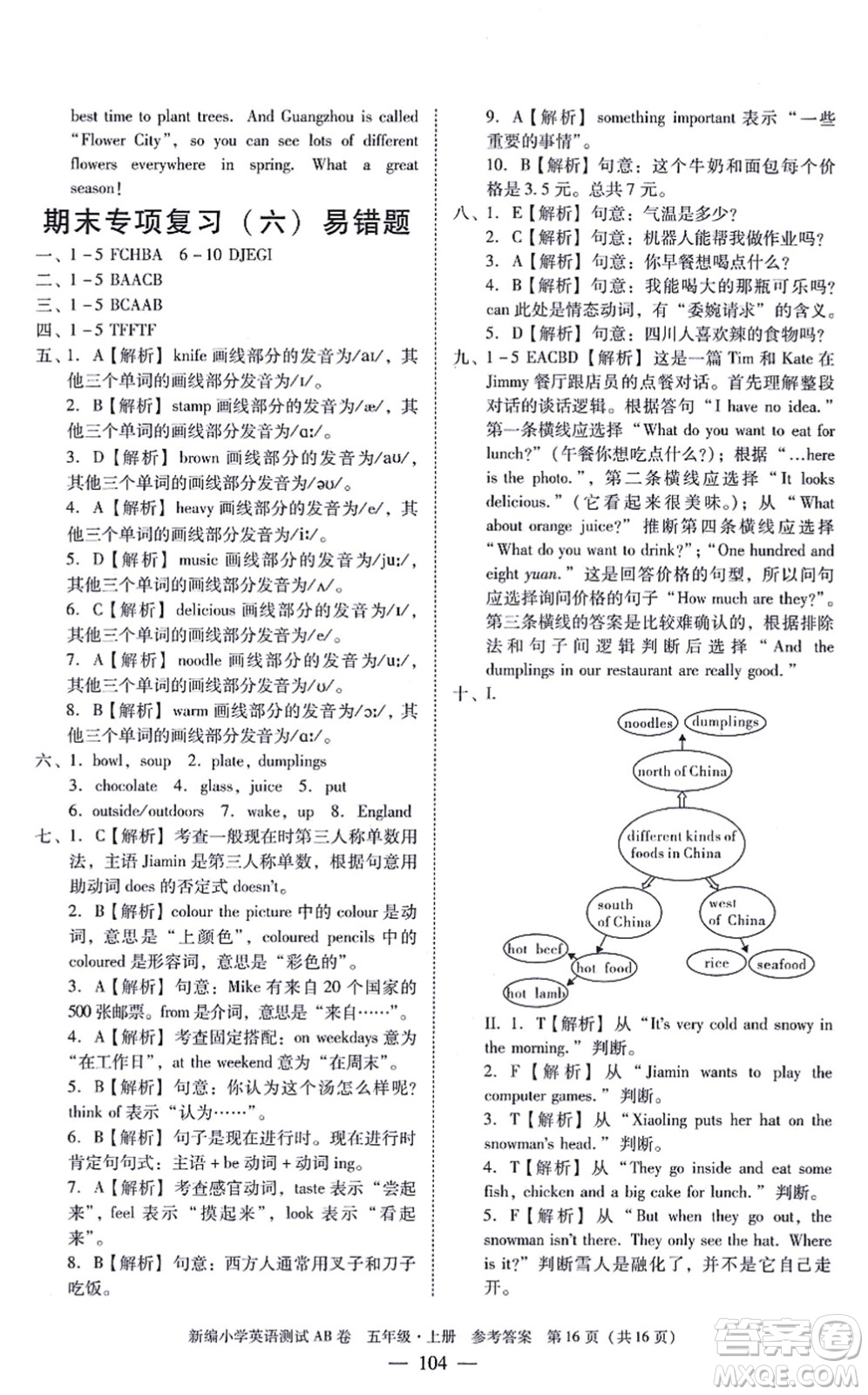 華南理工大學(xué)出版社2021小學(xué)英語測試AB卷五年級上冊RJ人教版廣州專版答案