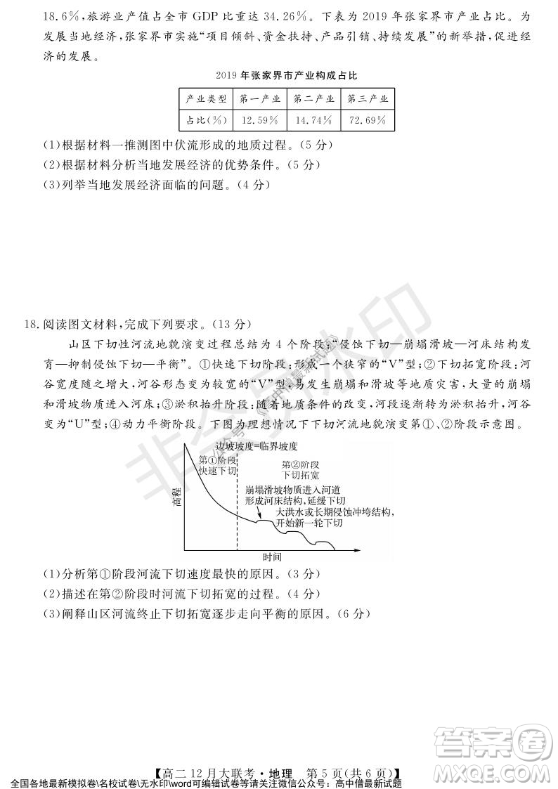 天壹名校聯(lián)盟2021年下學(xué)期高二12月聯(lián)考地理試題及答案