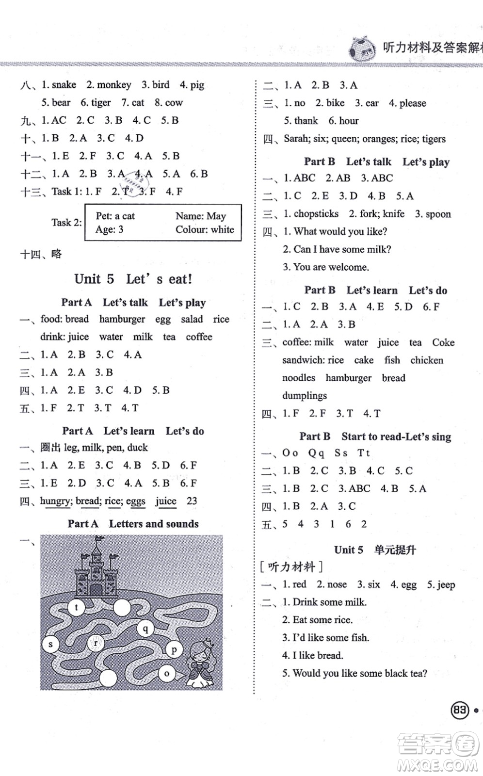 龍門(mén)書(shū)局2021黃岡小狀元練重點(diǎn)培優(yōu)同步練習(xí)三年級(jí)英語(yǔ)上冊(cè)RP人教版答案