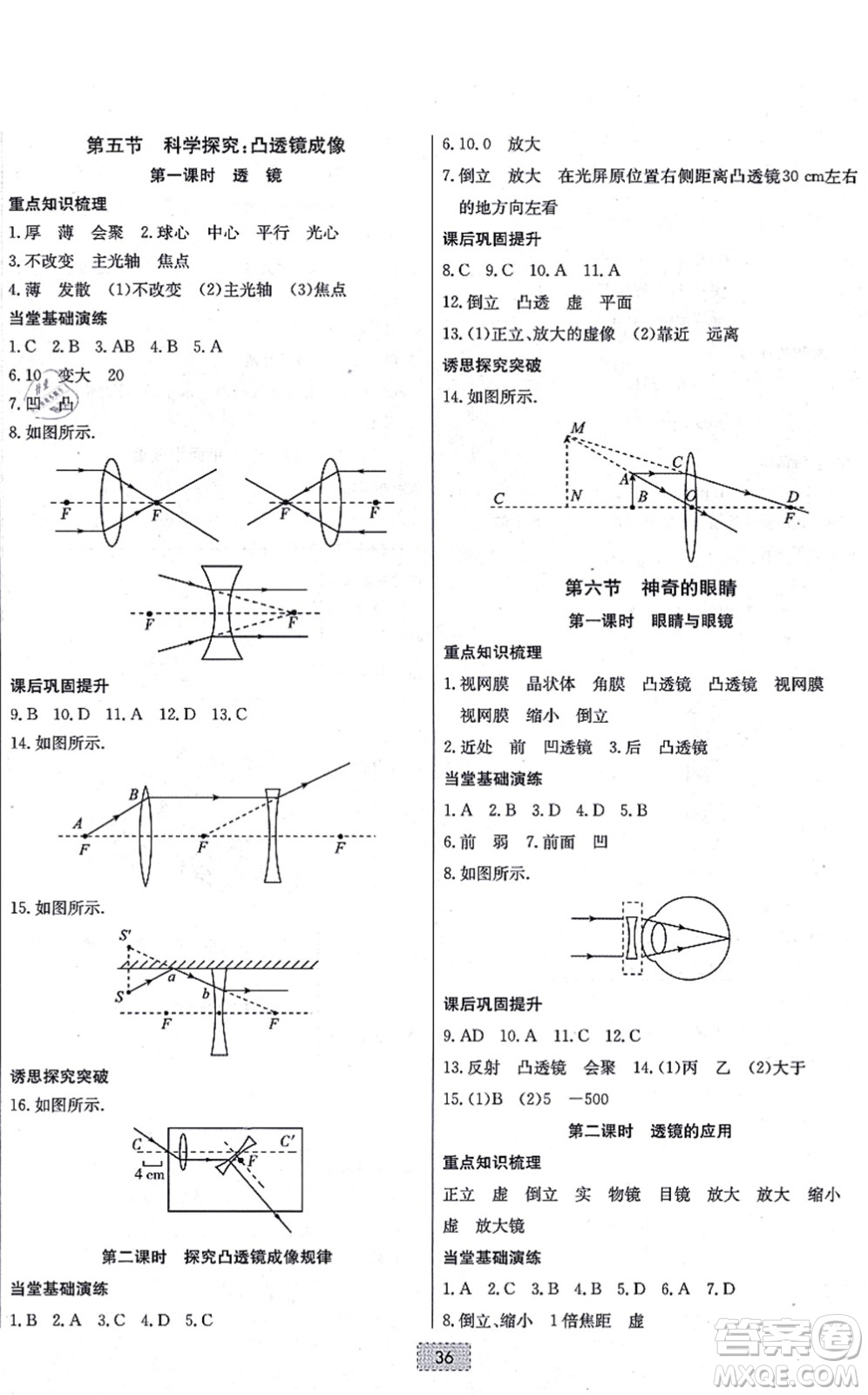 遼寧少年兒童出版社2021練重點八年級物理上冊HK滬科版河南專版答案