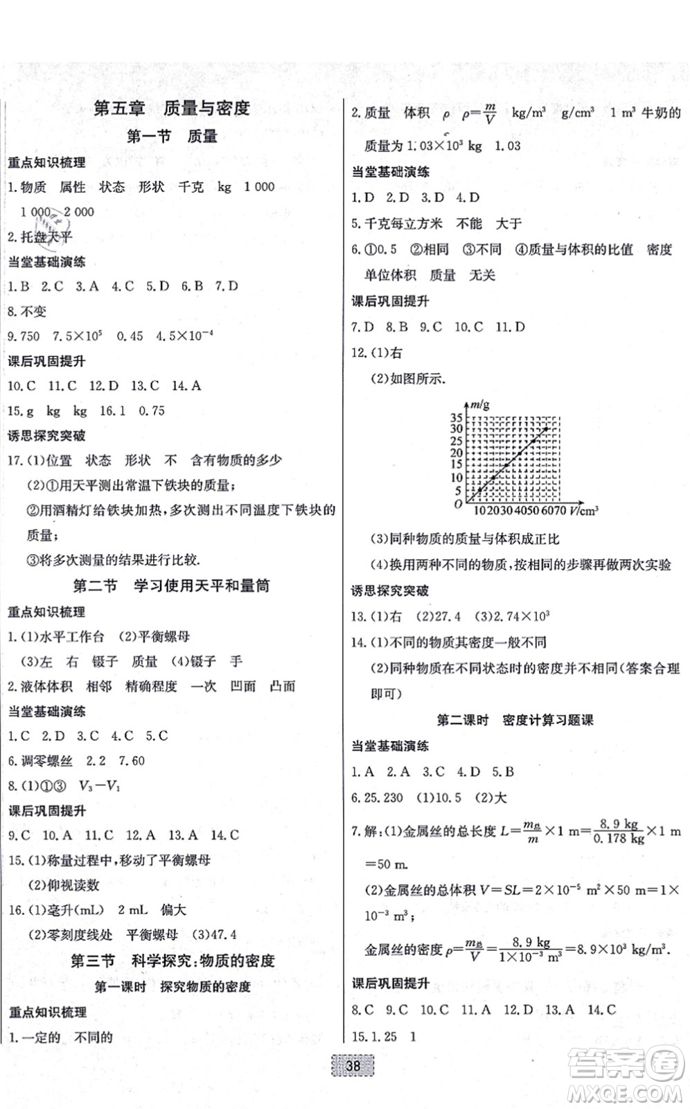 遼寧少年兒童出版社2021練重點八年級物理上冊HK滬科版河南專版答案