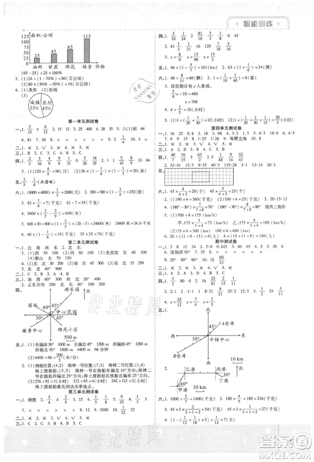 陽光出版社2021激活思維智能訓(xùn)練六年級數(shù)學(xué)上冊人教版參考答案