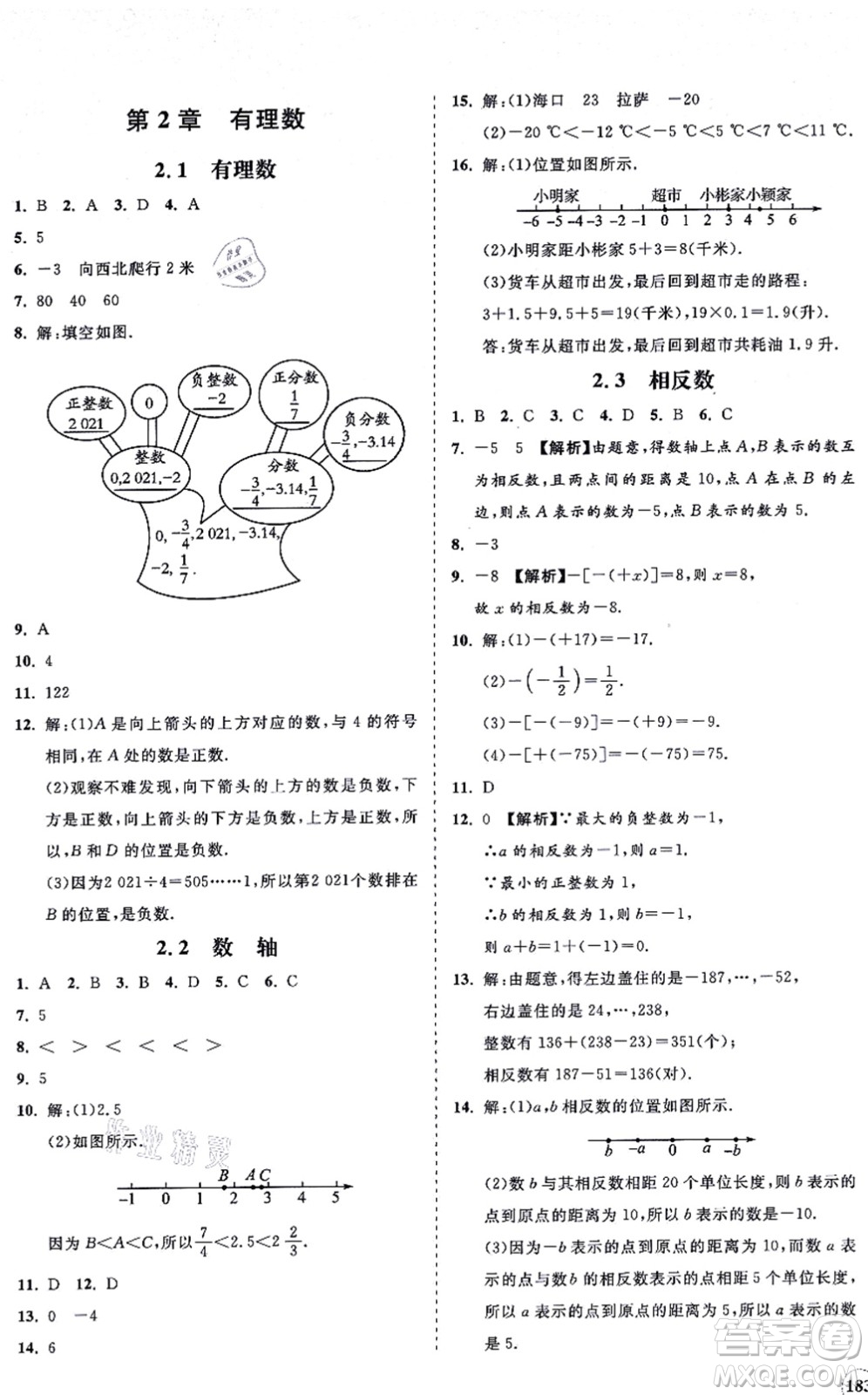 海南出版社2021新課程同步練習(xí)冊七年級數(shù)學(xué)上冊華東師大版答案