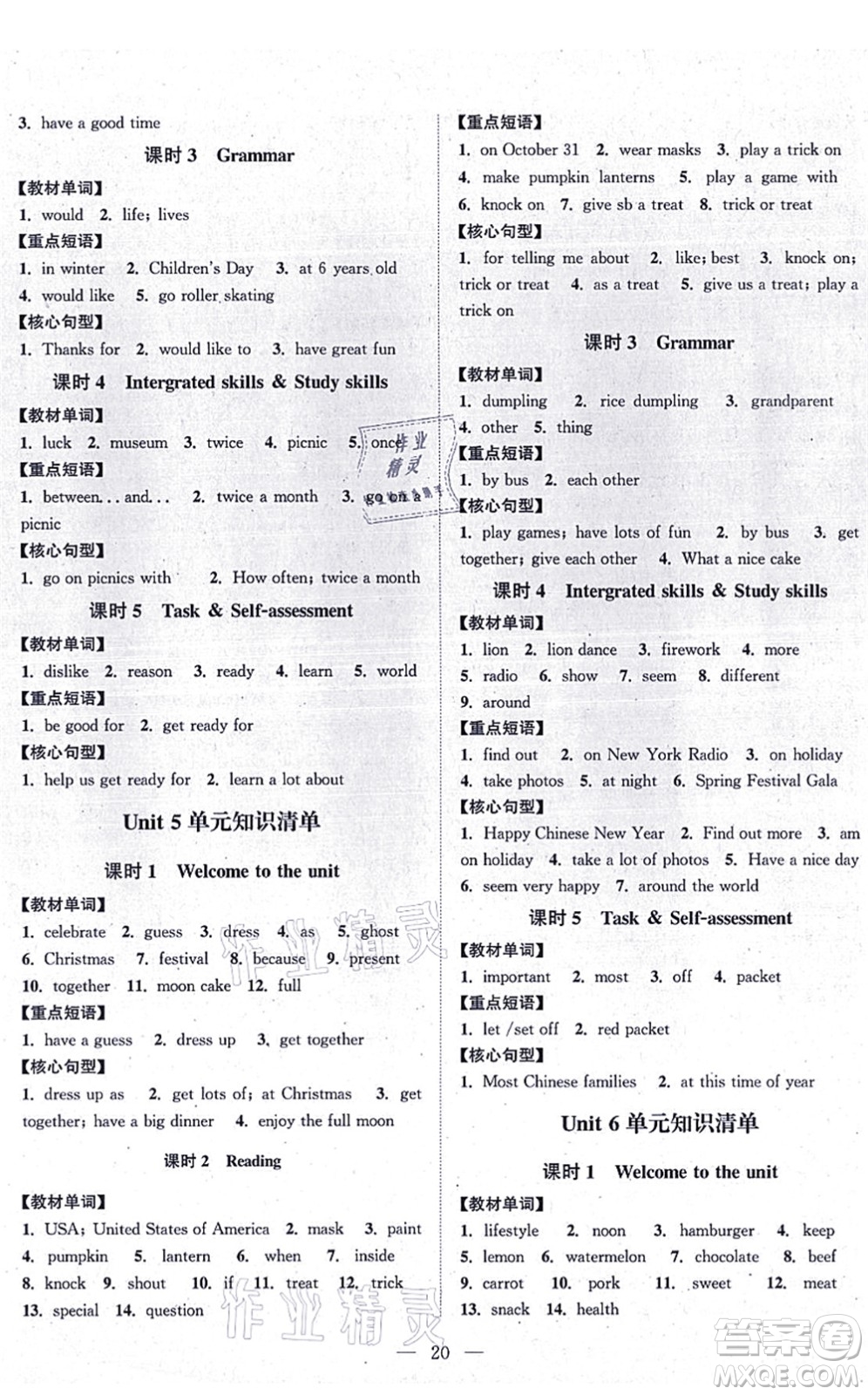 江蘇人民出版社2021創(chuàng)新課時(shí)作業(yè)本七年級(jí)英語上冊譯林版連云港專版答案