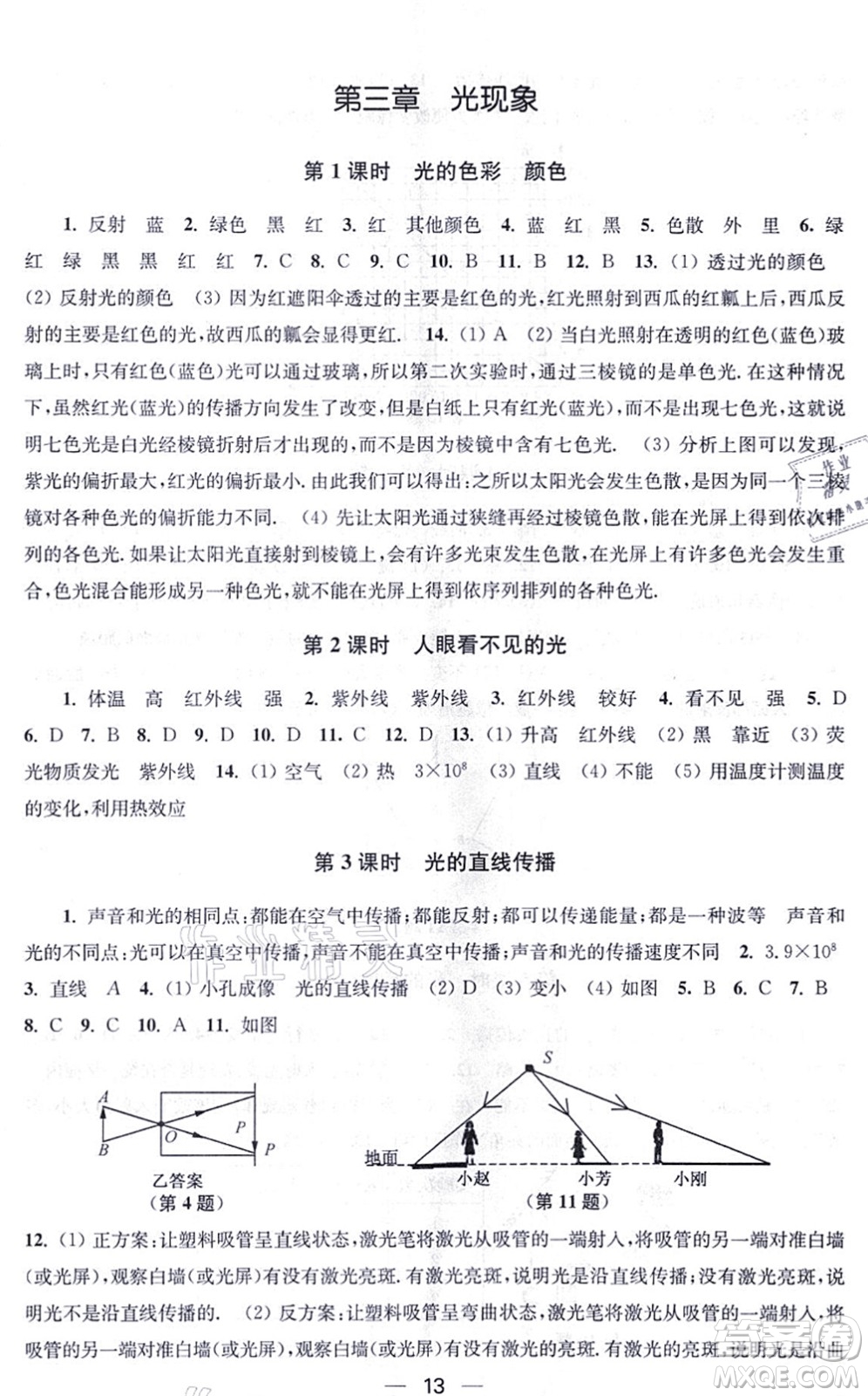 江蘇鳳凰美術(shù)出版社2021創(chuàng)新課時(shí)作業(yè)八年級(jí)物理上冊(cè)新課標(biāo)江蘇版答案