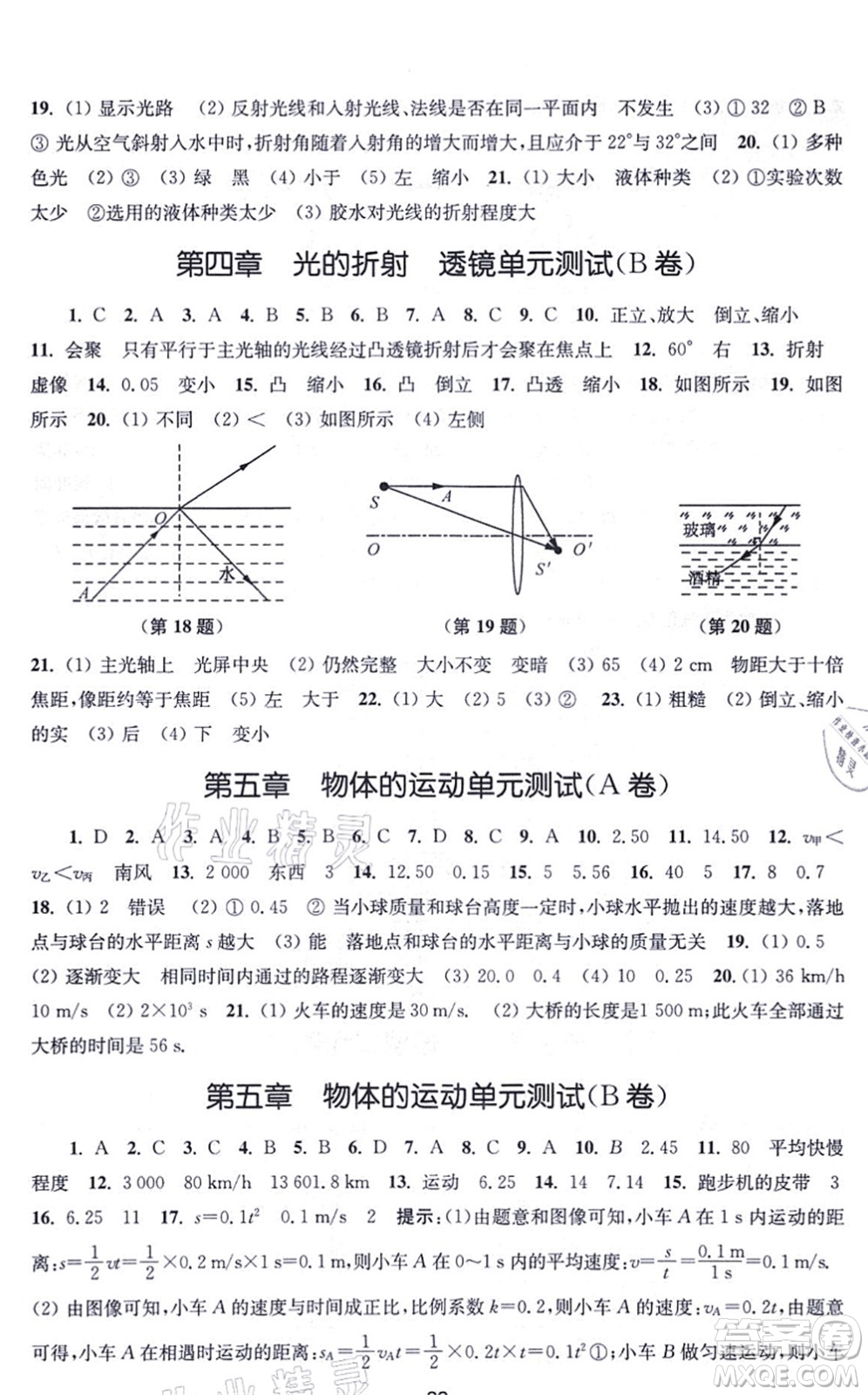 江蘇鳳凰美術(shù)出版社2021創(chuàng)新課時(shí)作業(yè)八年級(jí)物理上冊(cè)新課標(biāo)江蘇版答案