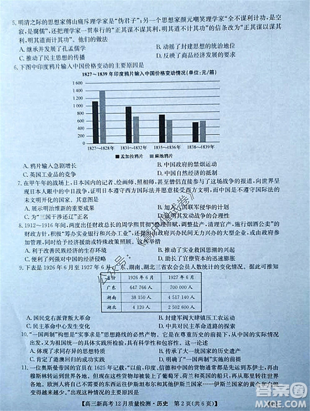 2022屆九師聯(lián)盟高三新高考12月質(zhì)量檢測(cè)湖北卷歷史試題及答案