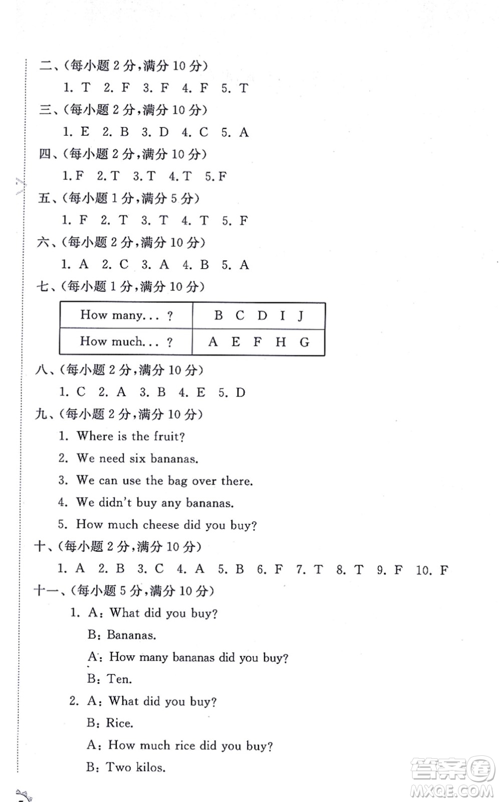 山東友誼出版社2021小學(xué)同步練習(xí)冊(cè)提優(yōu)測(cè)試卷五年級(jí)英語上冊(cè)WY外研版答案