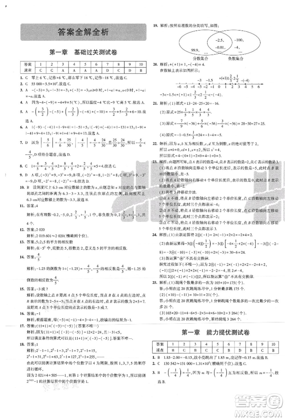 教育科學(xué)出版社2021年5年中考3年模擬初中試卷七年級(jí)數(shù)學(xué)上冊(cè)人教版參考答案