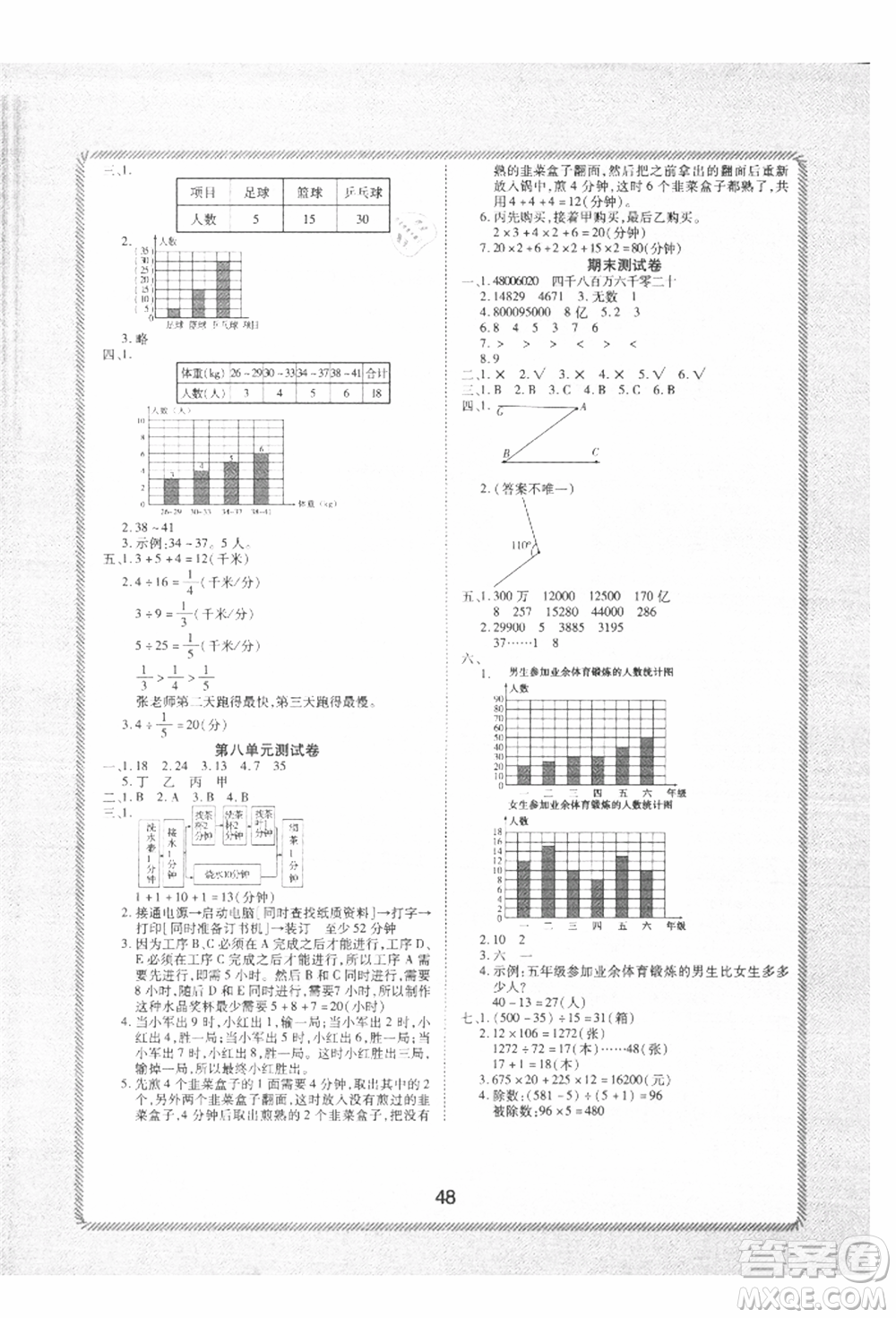 中州古籍出版社2021黃岡課課練四年級數(shù)學上冊人教版參考答案