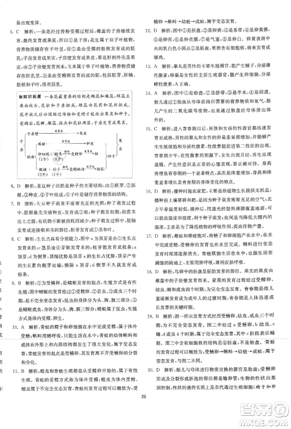 江蘇人民出版社2021年1課3練單元達(dá)標(biāo)測(cè)試八年級(jí)生物上冊(cè)蘇科版參考答案