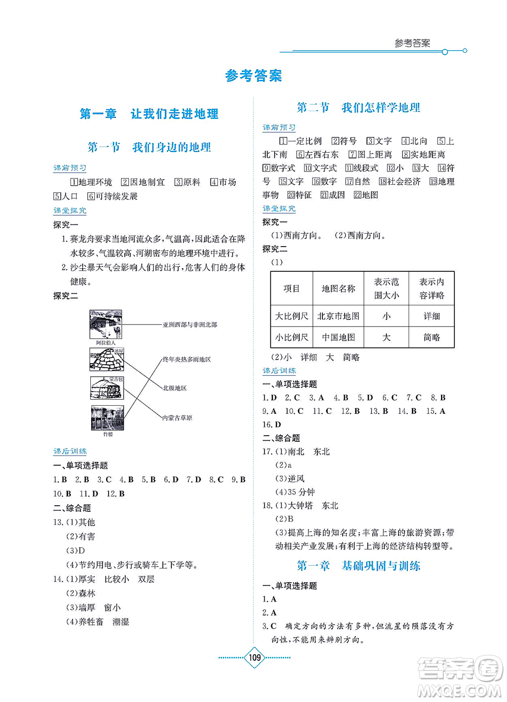 湖南教育出版社2021學(xué)法大視野七年級(jí)地理上冊(cè)湘教版答案