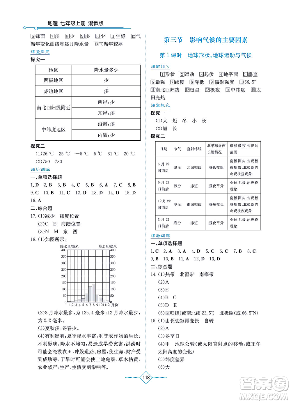 湖南教育出版社2021學(xué)法大視野七年級(jí)地理上冊(cè)湘教版答案