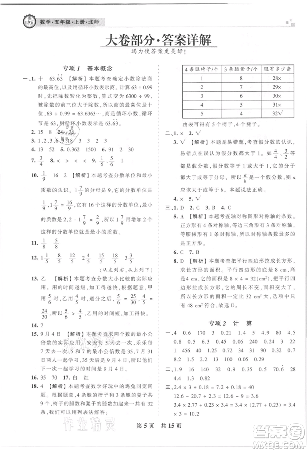 江西人民出版社2021王朝霞雁塔新題西安期末試卷研究五年級數(shù)學(xué)上冊北師大版參考答案