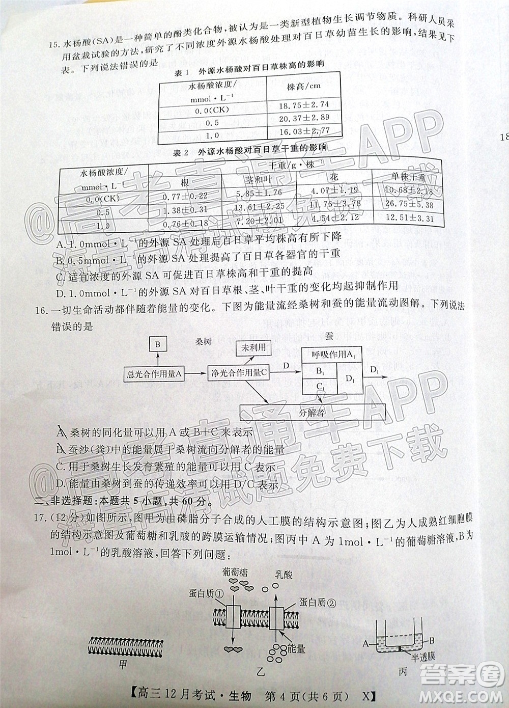 2022屆福建百校聯(lián)盟高三12月聯(lián)考生物試題及答案