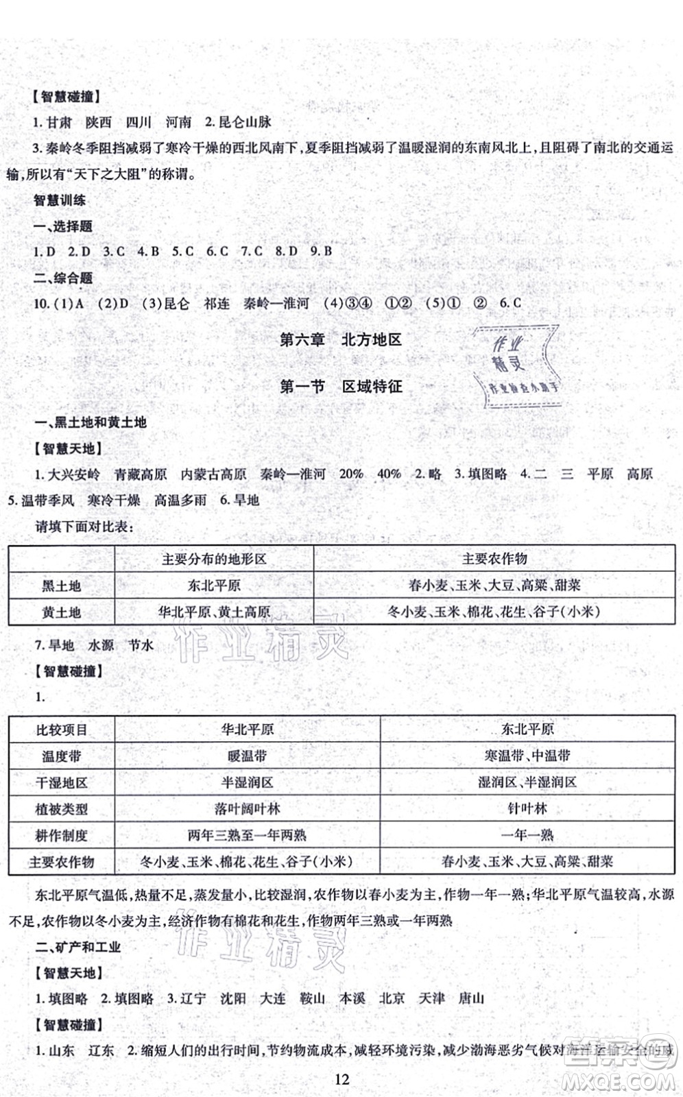 明天出版社2021智慧學(xué)習(xí)導(dǎo)學(xué)練八年級(jí)地理全一冊(cè)人教版答案