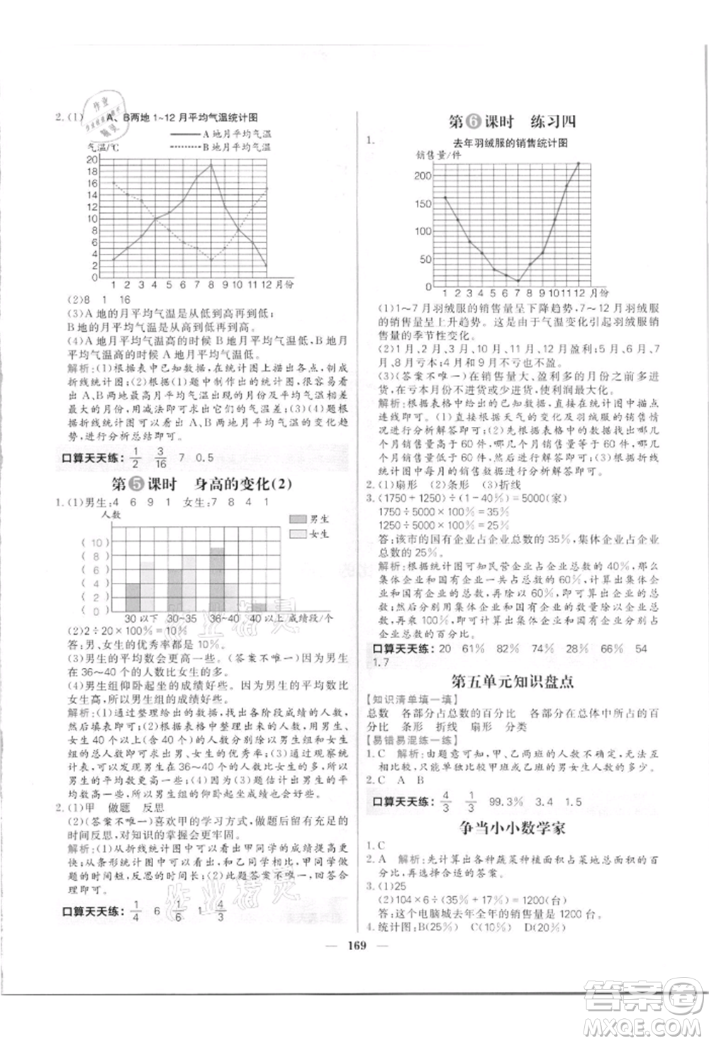 南方出版社2021核心素養(yǎng)天天練六年級數(shù)學上冊北師大版參考答案