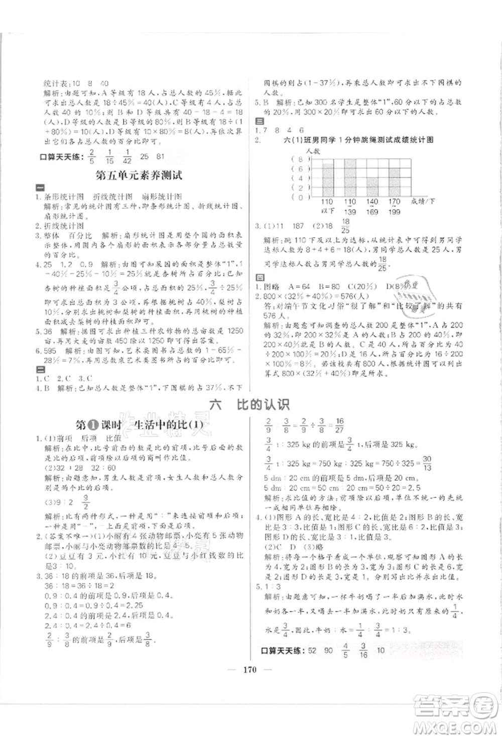 南方出版社2021核心素養(yǎng)天天練六年級數(shù)學上冊北師大版參考答案