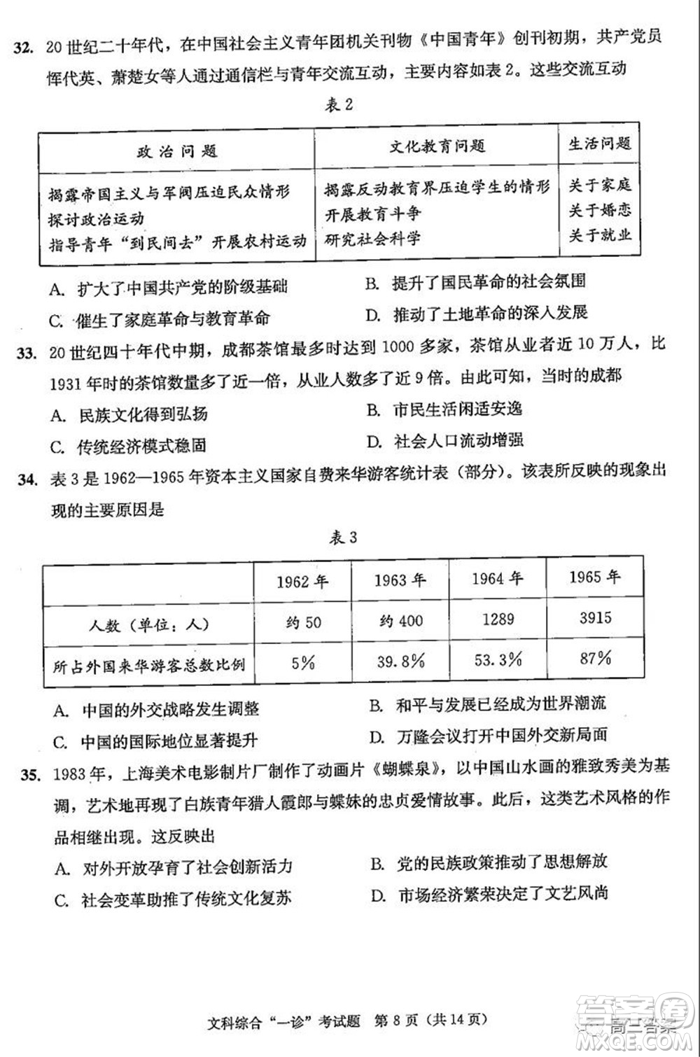 成都市2019級(jí)高中畢業(yè)班第一次診斷性檢測(cè)文科綜合試題及答案