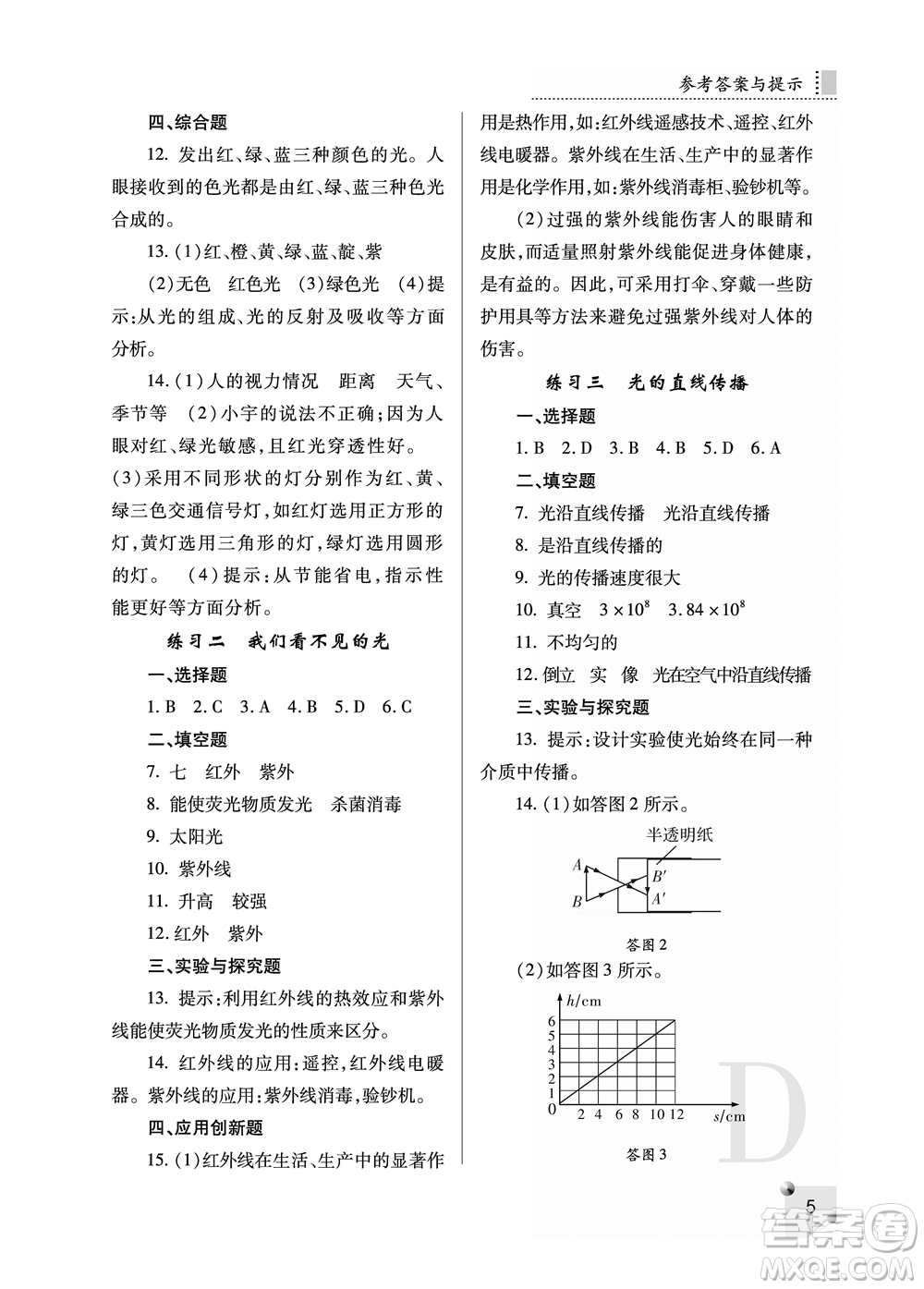 陜西人民教育出版社2021課堂練習冊八年級物理上冊D蘇科版答案