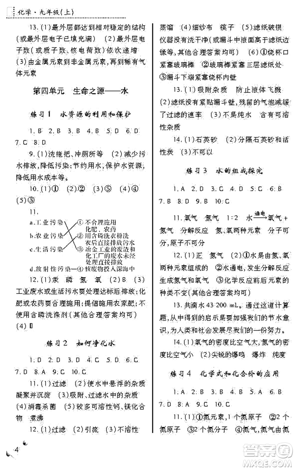 陜西師范大學(xué)出版總社2021課堂練習(xí)冊(cè)九年級(jí)化學(xué)上冊(cè)A人教版答案