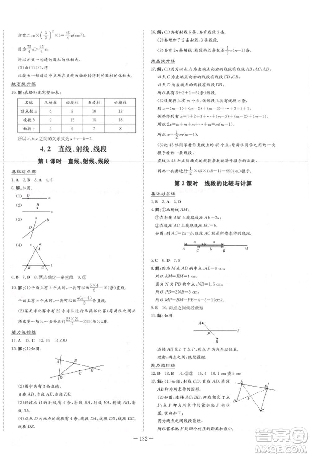 吉林教育出版社2021練案課時作業(yè)本七年級數(shù)學上冊人教版參考答案