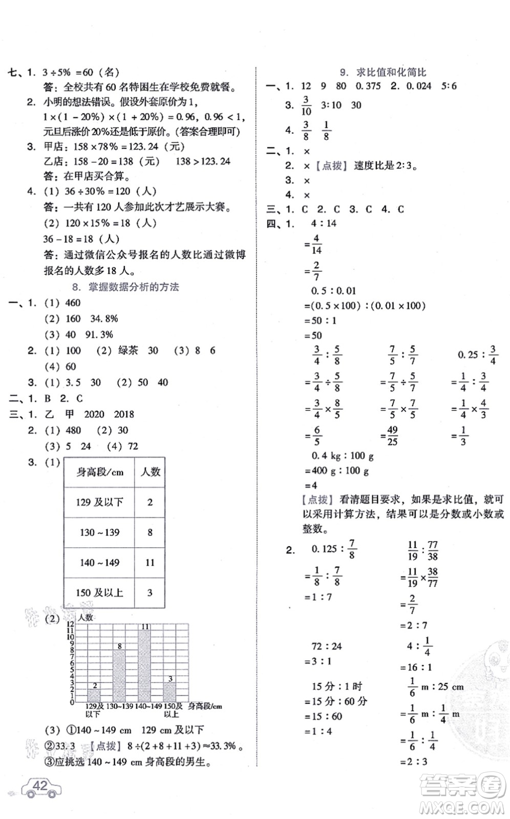 安徽教育出版社2021榮德基好卷六年級數(shù)學上冊BS北師版答案