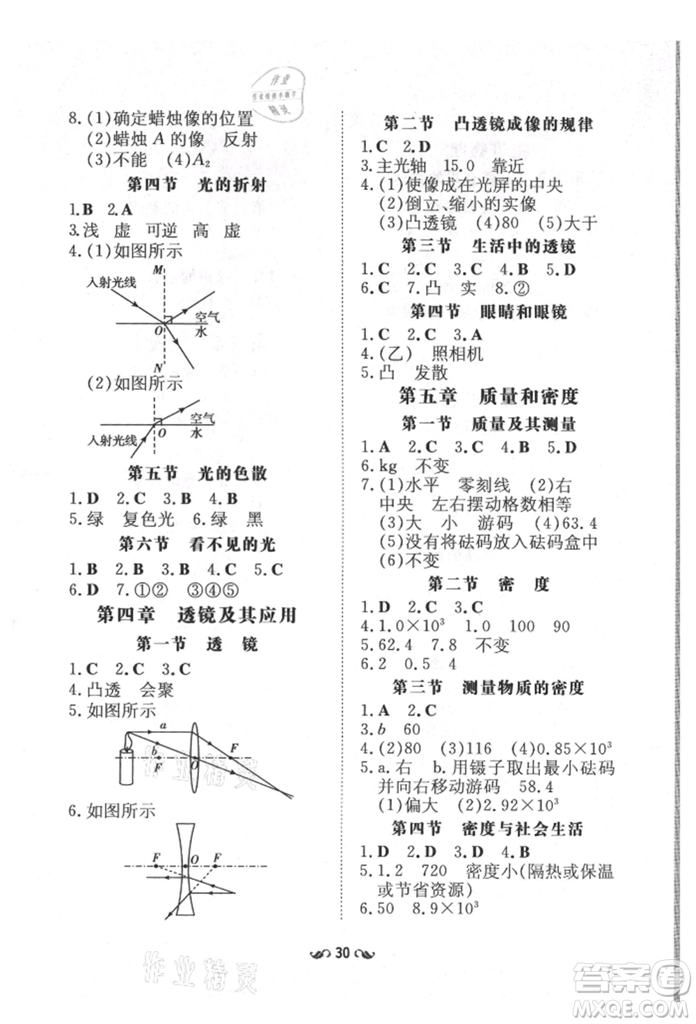 陜西人民教育出版社2021練案五四學(xué)制八年級(jí)物理上冊(cè)魯科版參考答案