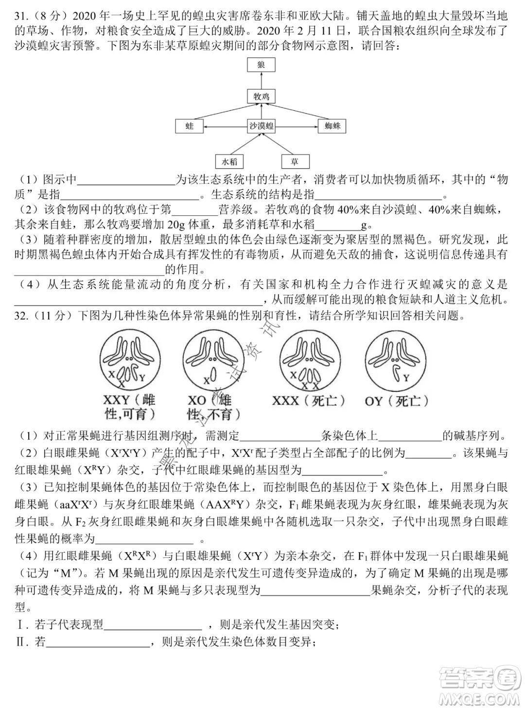 哈爾濱市第九中學2021-2022學年度上學期期末考試高三理科綜合試題及答案