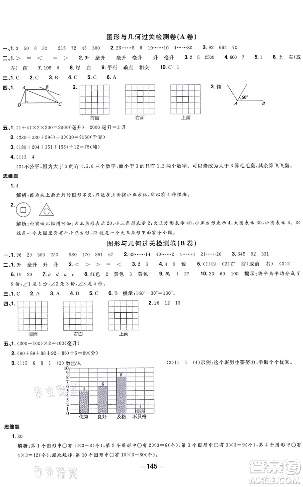 江西教育出版社2021陽光同學(xué)一線名師全優(yōu)好卷四年級(jí)數(shù)學(xué)上冊(cè)SJ蘇教版答案