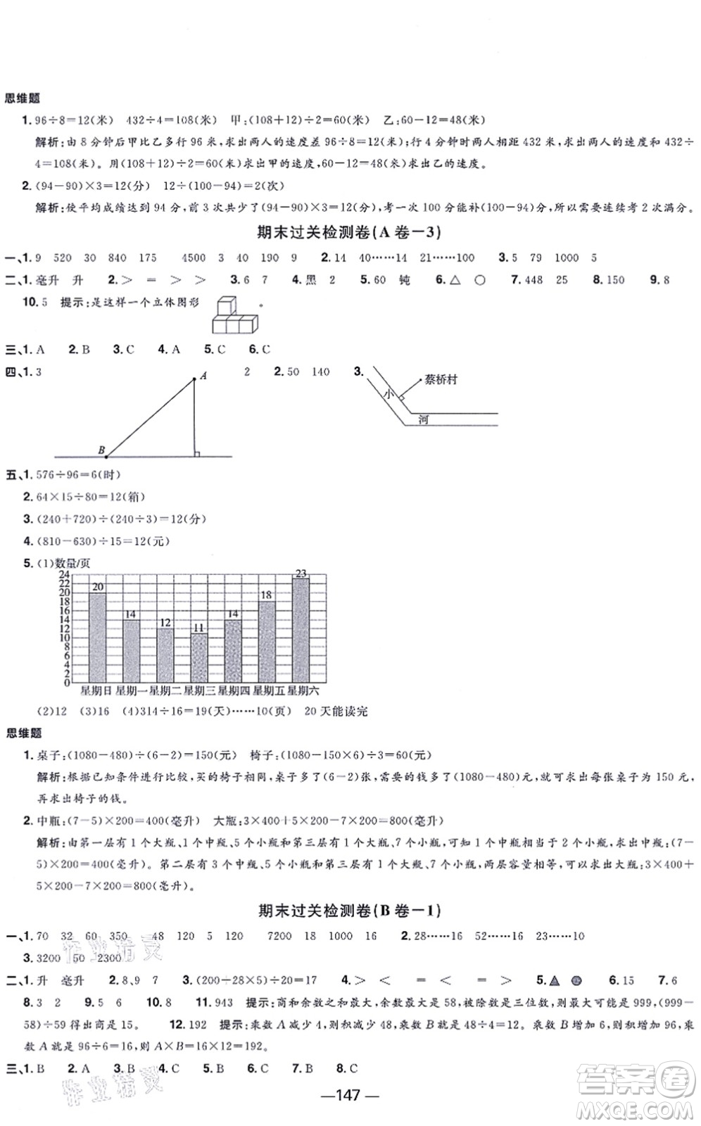 江西教育出版社2021陽光同學(xué)一線名師全優(yōu)好卷四年級(jí)數(shù)學(xué)上冊(cè)SJ蘇教版答案