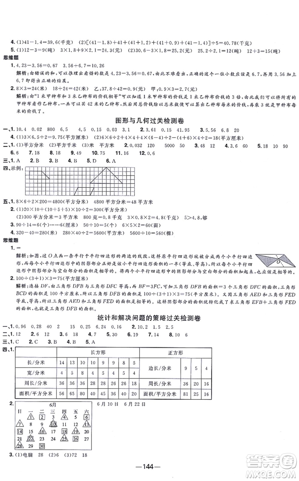 江西教育出版社2021陽光同學一線名師全優(yōu)好卷五年級數學上冊SJ蘇教版答案