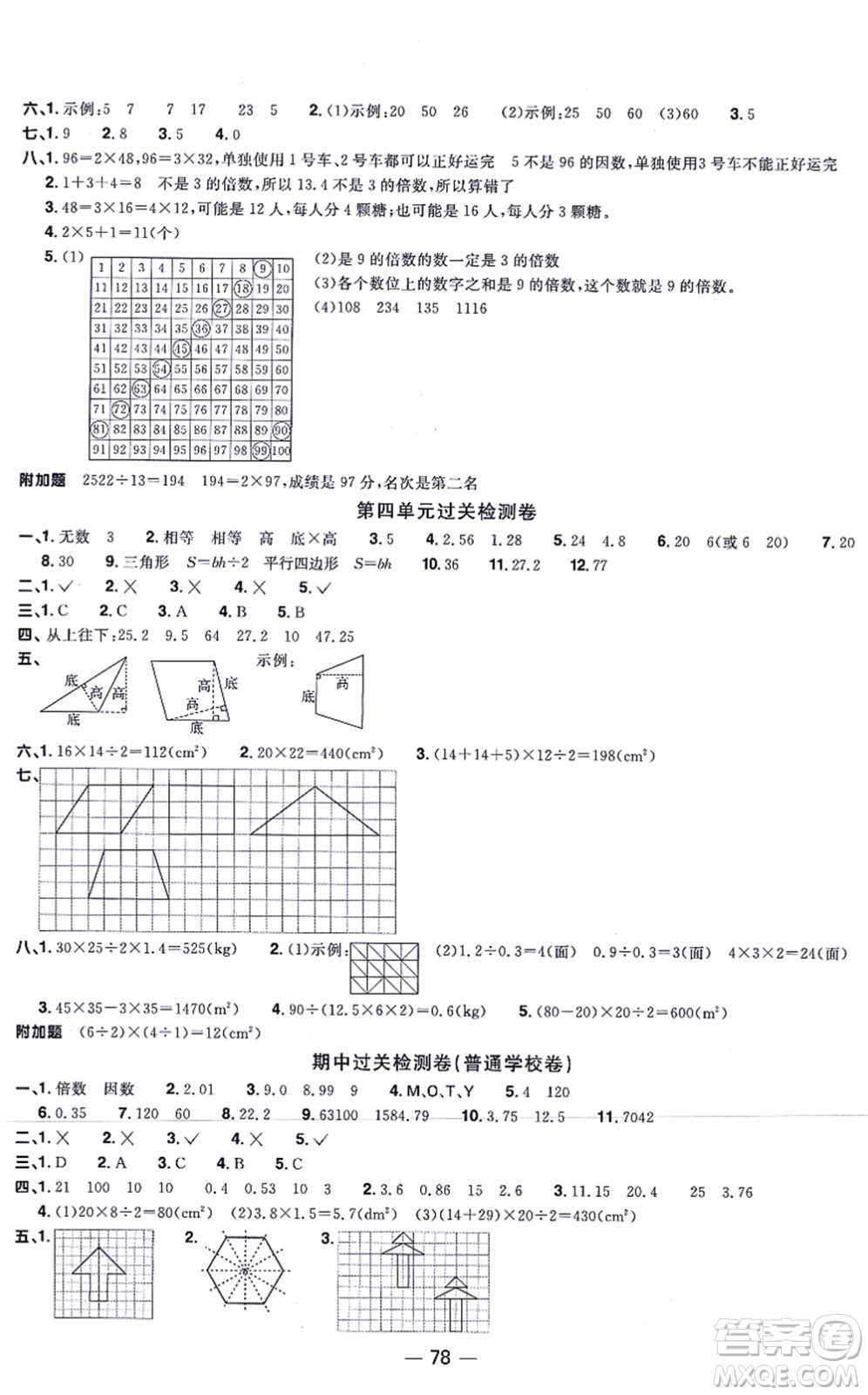 江西教育出版社2021陽(yáng)光同學(xué)一線名師全優(yōu)好卷五年級(jí)數(shù)學(xué)上冊(cè)BS北師版答案