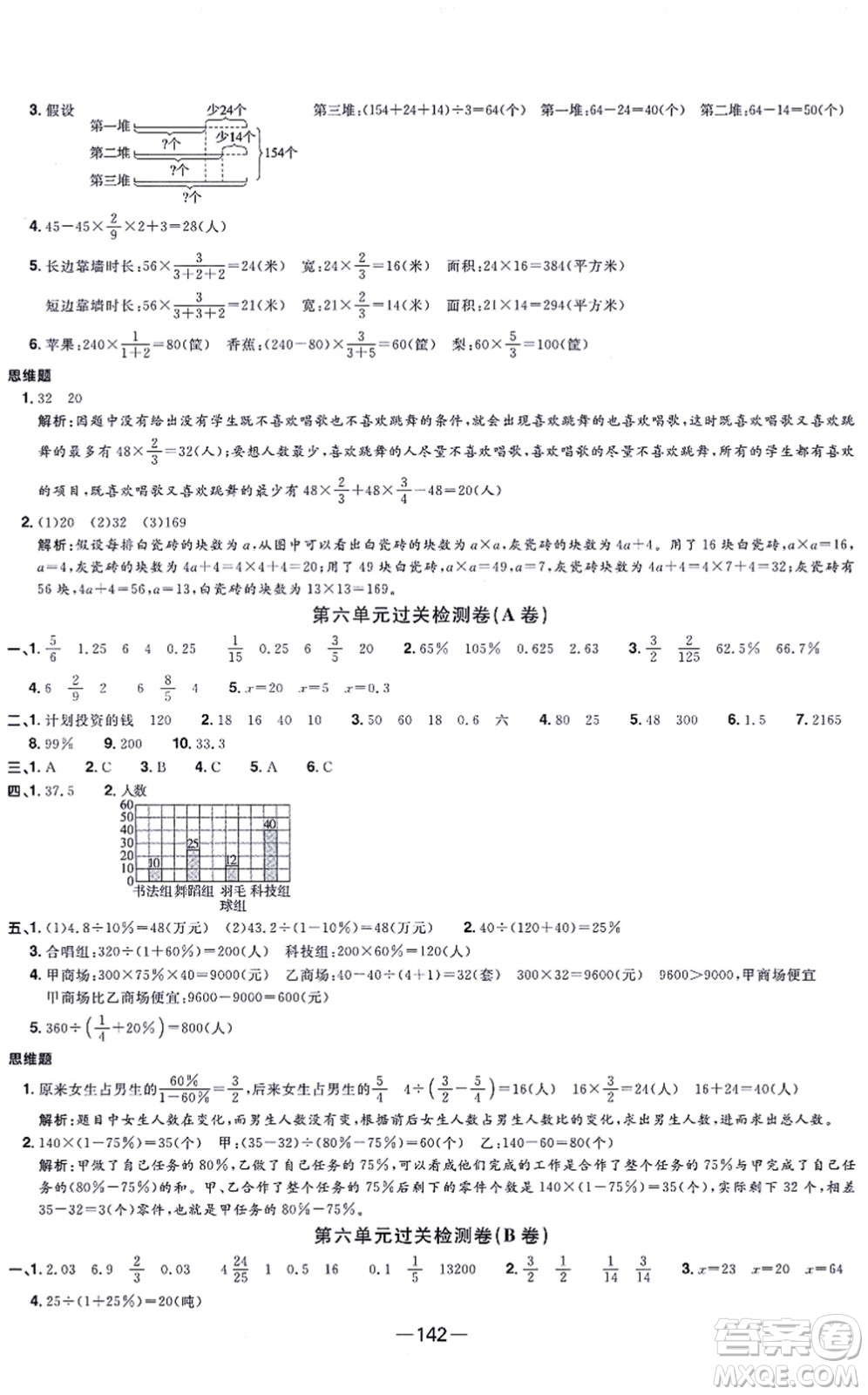 江西教育出版社2021陽光同學一線名師全優(yōu)好卷六年級數(shù)學上冊SJ蘇教版答案