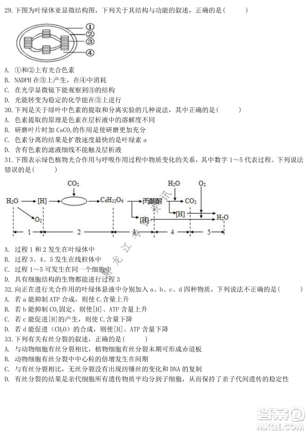 哈師大附中2021級(jí)高一上學(xué)期期末考試生物試題及答案